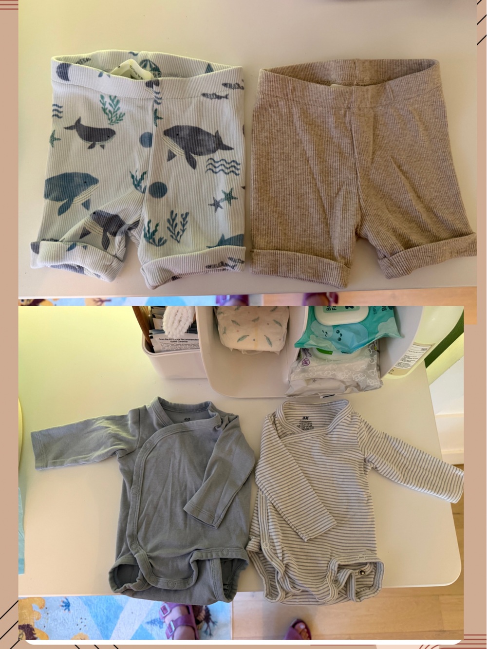 H&M newborn bundle - 2 shorts and 2 long sleeves